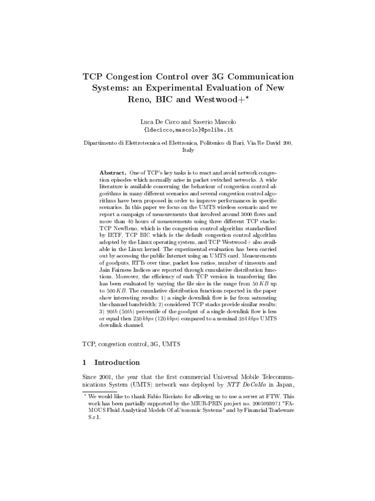 Umts TCP Stacks 170407 | PDF | Network Congestion | Transmission ...