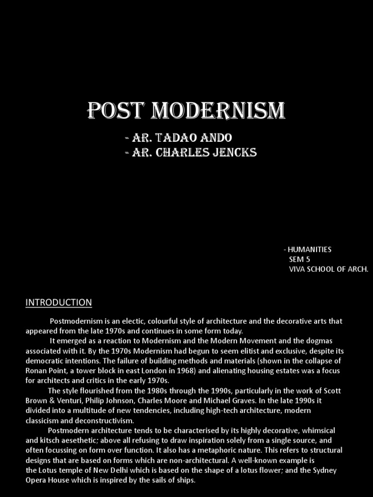 Exploring Postmodern Architecture | PDF | Art