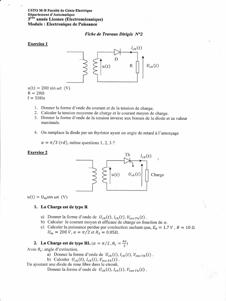 Solution Fiche TD2 | PDF | Électronique | Énergie électrique