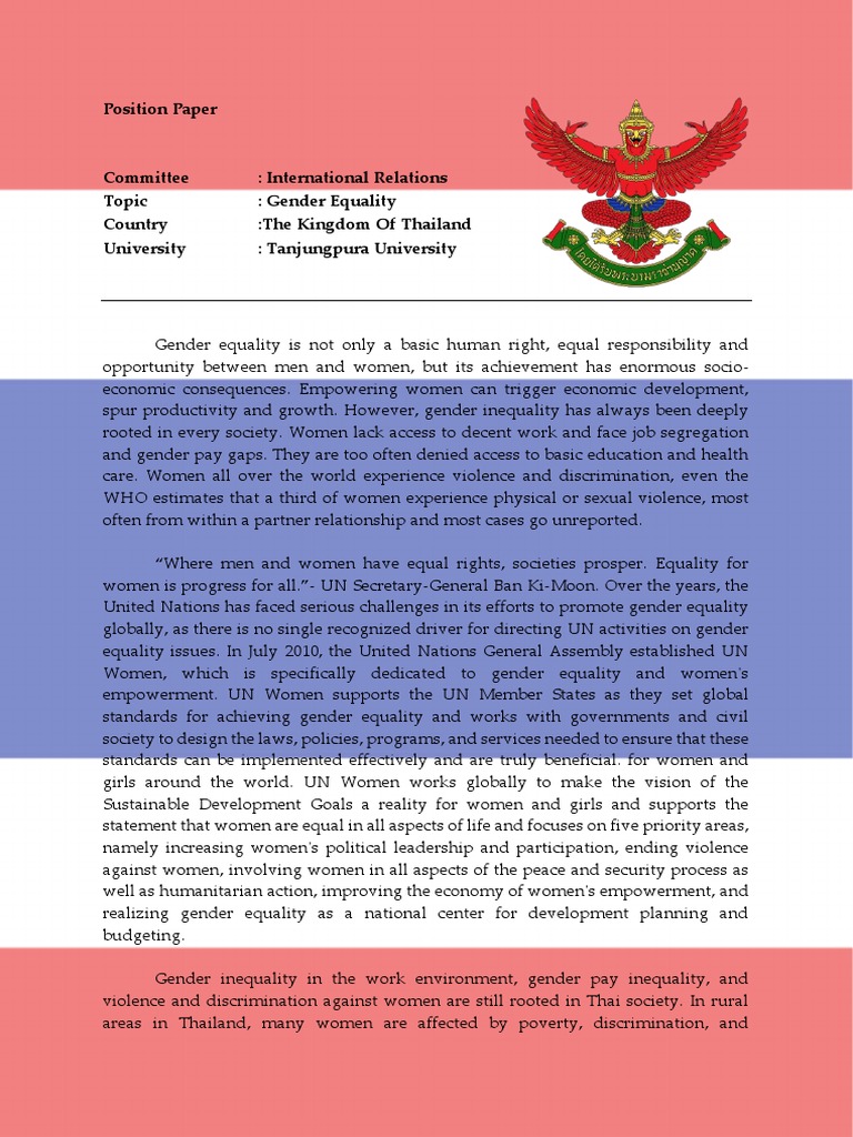 Thailand's Commitment to Gender Equality | PDF | Gender Studies ...