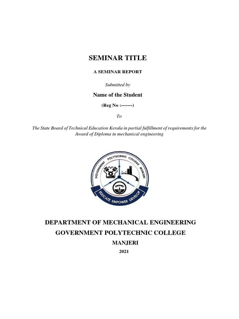 Seminar Report for Mechanical Engineering | PDF | Diploma | Academia