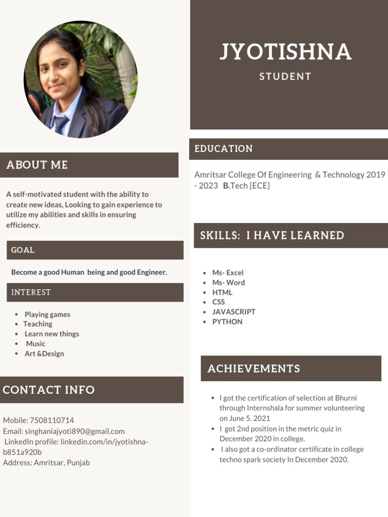 Jyotishna's Academic and Skills Profile | PDF