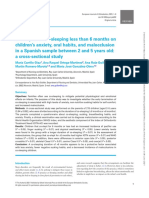 The Impact of Cosleeping Less Than 6 Months On Childrens Anxiety Oral Habits and Malocclusion in A Spanish Sample Between 2 and 5 Years Old A Cross Sectional Study