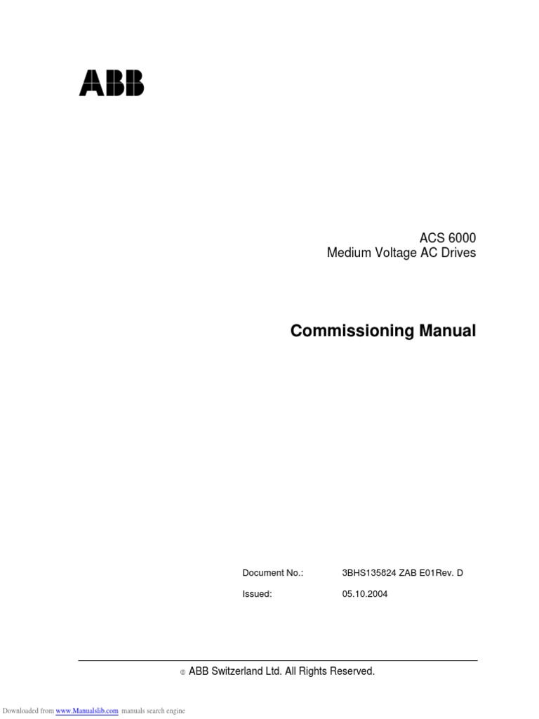 ACS 6000 Commissioning Manual | PDF | Electrical Wiring | Transformer