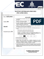 Prova Do Processo Seletivo Vestibular 2021 - UFMS