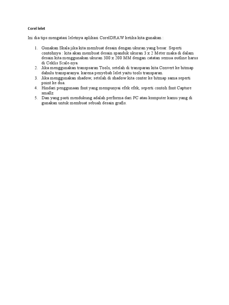 Tips Atasi Lelet CorelDRAW | PDF | Karier & Perkembangan | Seni