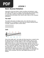 Lesson 1 Basic Musical Notation: The Staff