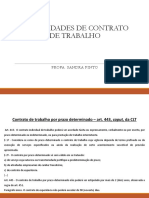 Modalidades de Contrato de Trabalho: Profa. Sandra Pinto