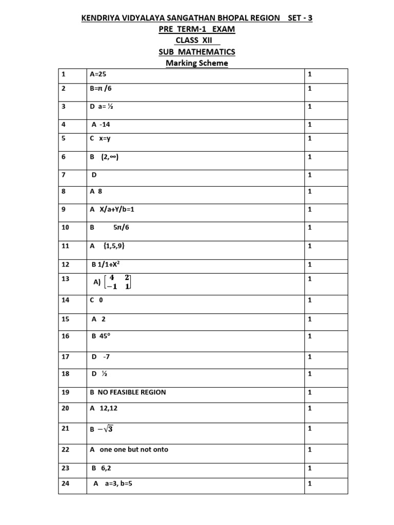 Class XII Maths Exam Marking Scheme | PDF | Mathematics