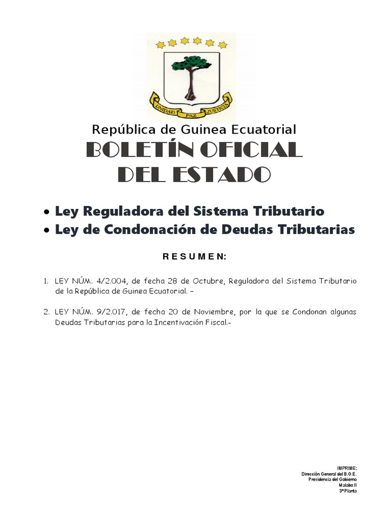 LeyTributaria de Guinea Ecuatorial PDF Impuestos Economias