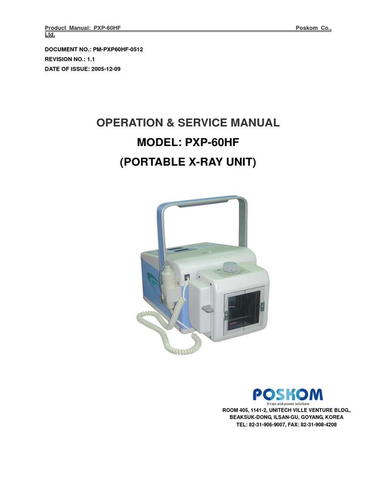 Operation & Service Manual Model - PXP-60HF (Portable X-Ray Unit) | PDF ...