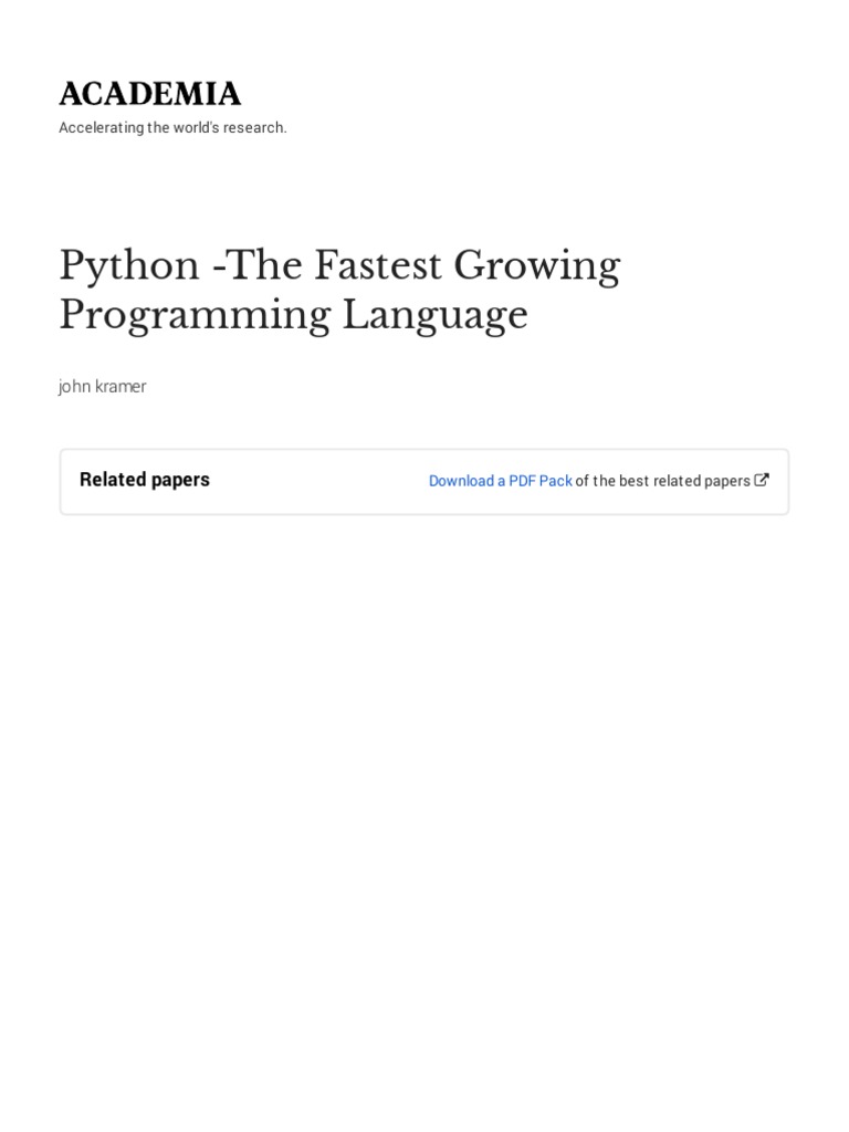 Python - The Fastest Growing Programming Language: Related Papers ...