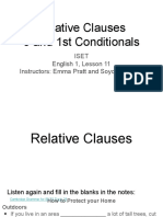 Relative Clauses 0 and 1st Conditionals: Iset English 1, Lesson 11 Instructors: Emma Pratt and Soyoung Kwon