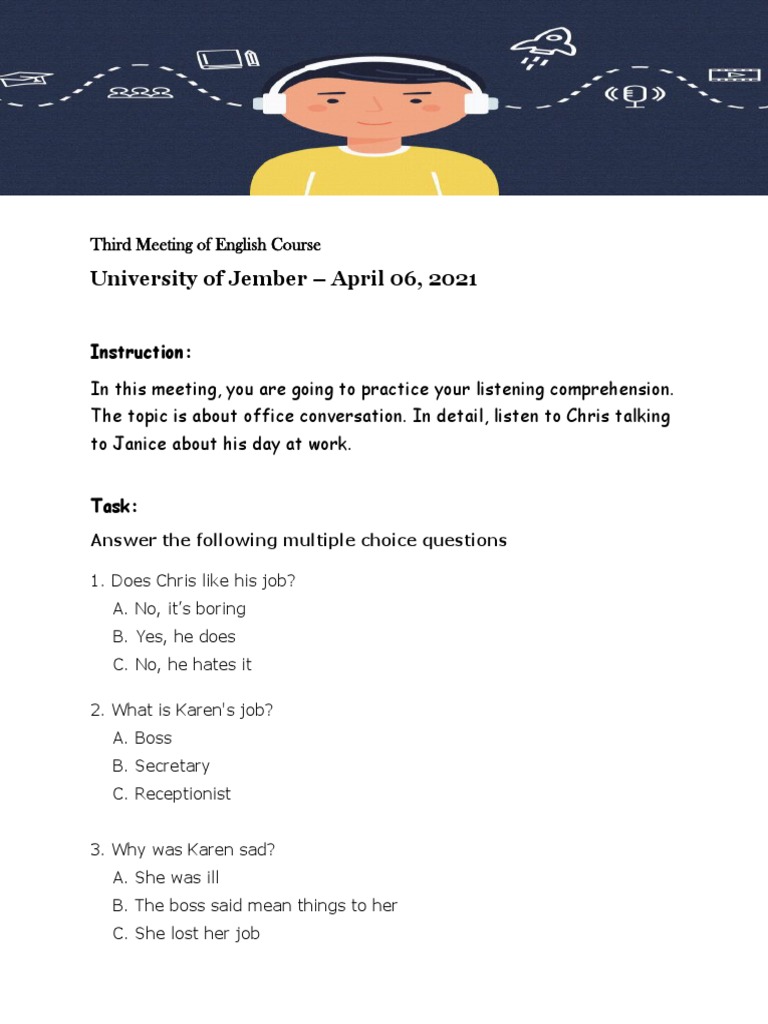 Third Meeting of English Course - 1 | PDF