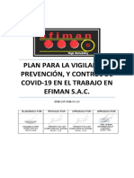 Plan para La Vigilancia, Prevención y Control de Covid-19 en El Trabajo - Efiman Sac2020 - RM 448-2020 Minsa