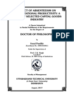 Impact of Absenteeism On Organizational Productivity: A Study of Selected Capital Goods Industry