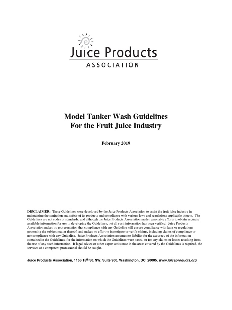 JPA Model Tanker Wash Guidelines February 2019 PDF Hazard Analysis