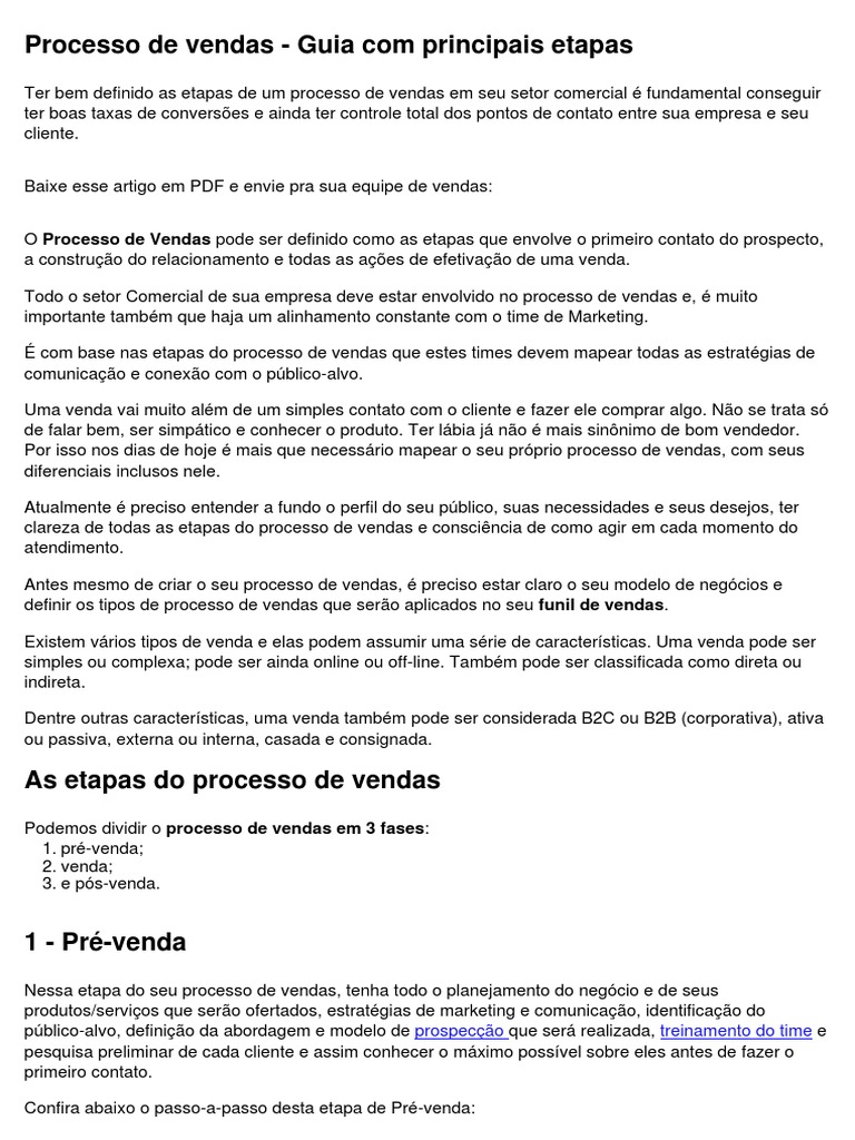 Etapas do Processo de Vendas | PDF | Segmentação de mercado | Marketing