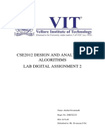 Cse2012 Design and Analysis of Algorithms Lab Digital Assignment 2