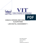 Cse2012 Design and Analysis of Algorithms Lab Digital Assignment 1
