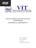 Cse2012 Design and Analysis of Algorithms Lab Digital Assignment 2