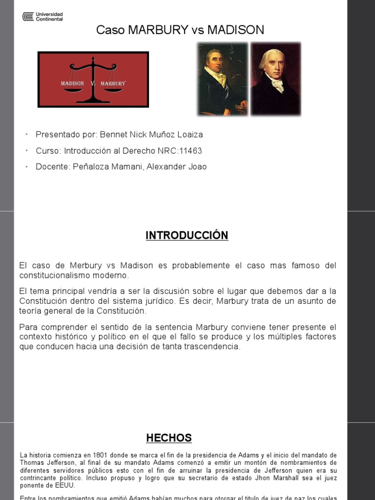 Caso Marbury Vs Madison | PDF | Juez | Marbury V. Madison