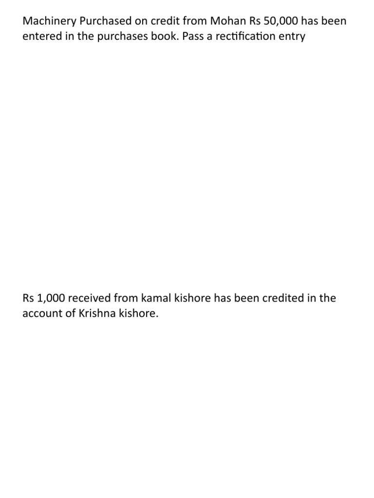 Rectification Entries for Accounting Errors | PDF | Finance & Money ...