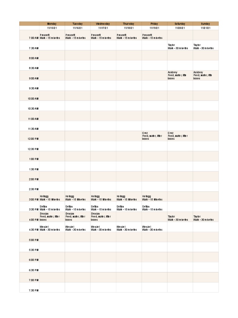 Caitlyn Harris - Client Schedule - Sheet1 | PDF