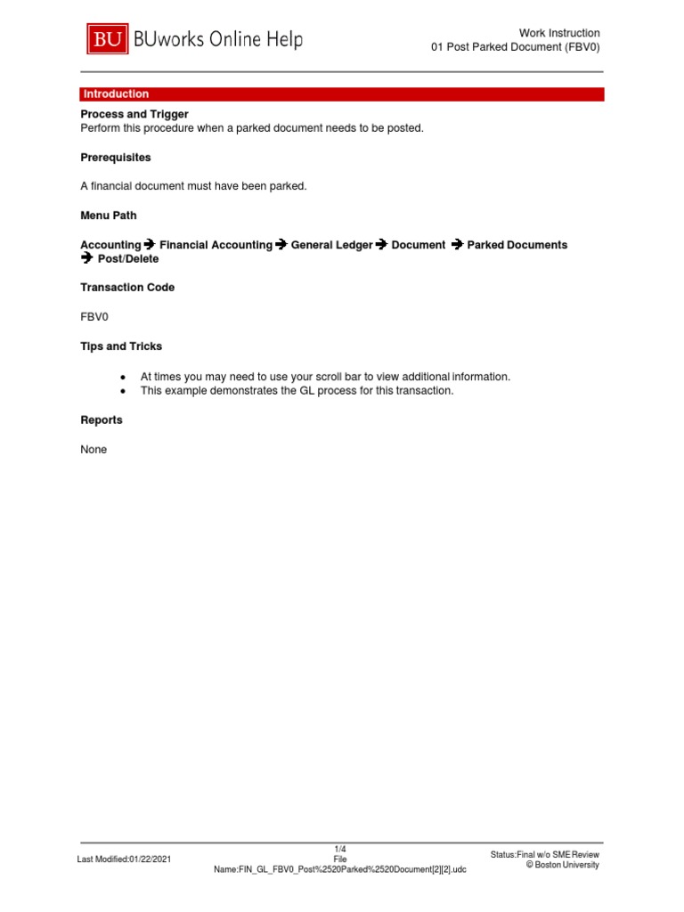 FIN GL FBV0 Post-Parked-Document | PDF | Information Technology ...