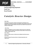 Catalytic Reactor Design (Fourth Year)