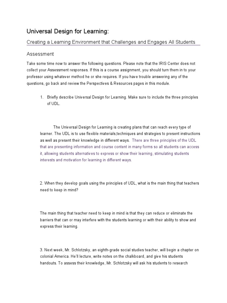 Universal Design For Learning | Download Free PDF | Learning | Lesson Plan