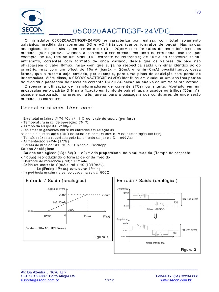 Transdutor 05C020AACTRG3F-24VDC: Medidas AC/DC | PDF | Corrente ...