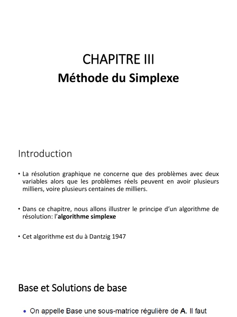 Algorithme Simplexe et Méthode à Deux Phases | PDF | Optimisation ...