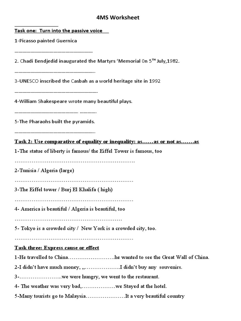 4MS Passive Voice and Landmark Exercises | PDF