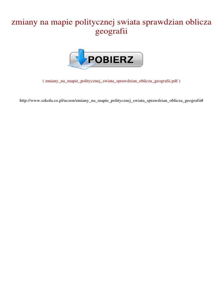 Zmiany Na Mapie Politycznej świata Sprawdzian Pdf