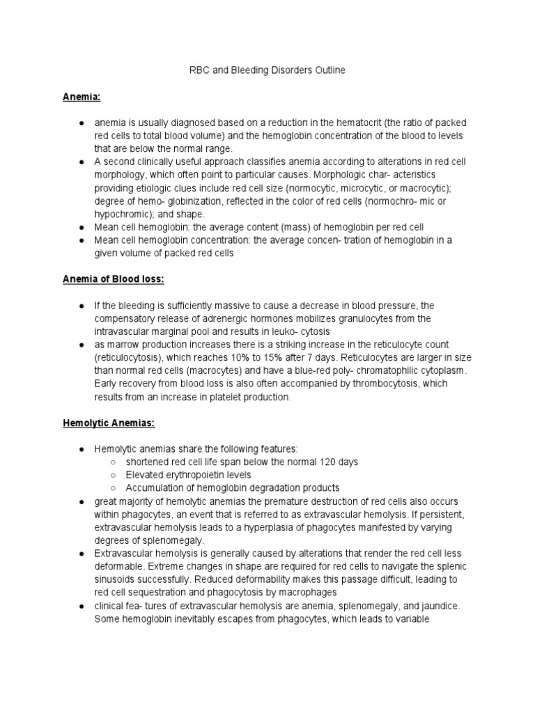 RBC Disorders: Anemia & Hemolysis Overview | PDF | Complement System ...