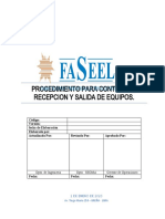 Procedimiento para Control de Recepcion y Salida de Equipos