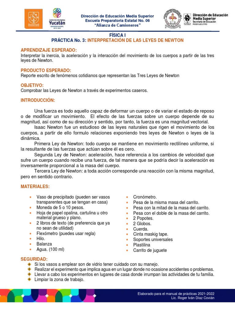Experimentos sobre Leyes de Newton | PDF | Las leyes del movimiento de ...