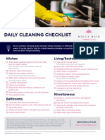 Daily Cleaning Checklist: Kitchen Living/Bedroom Areas