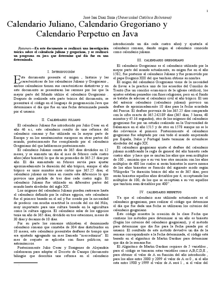 Calendarios Juliano y Gregoriano en Java | PDF | Calendario