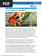 Veneziani Marcello - Come tradire il IV novembre