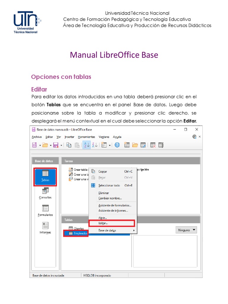 Manual Avanzado de LibreOffice Base | PDF | Tecnologia Educacional ...