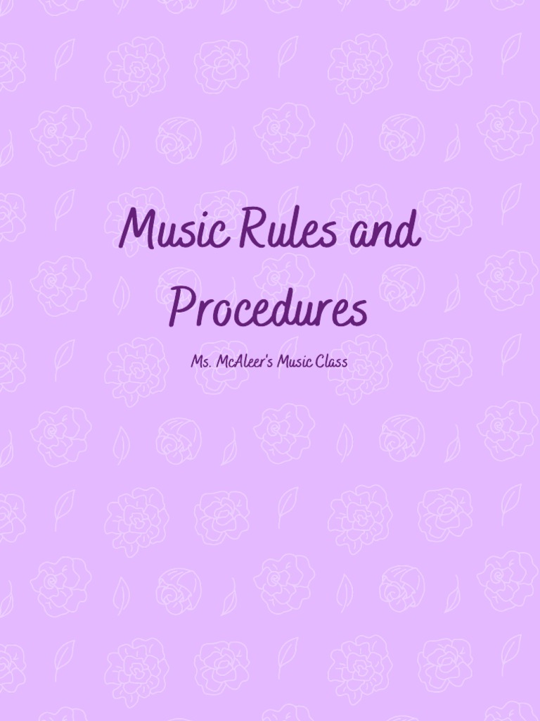Music Rules and Procedures PDF Classroom