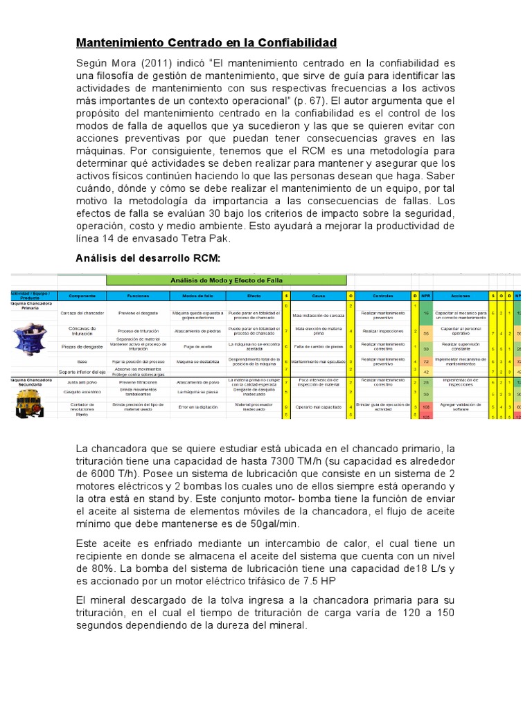 Mantenimiento Centrado en La Confiabilidad | PDF | Ingeniería de ...