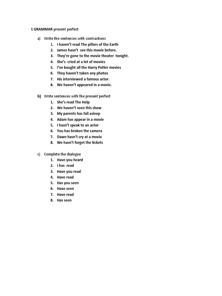 1 GRAMMAR Present Perfect | PDF