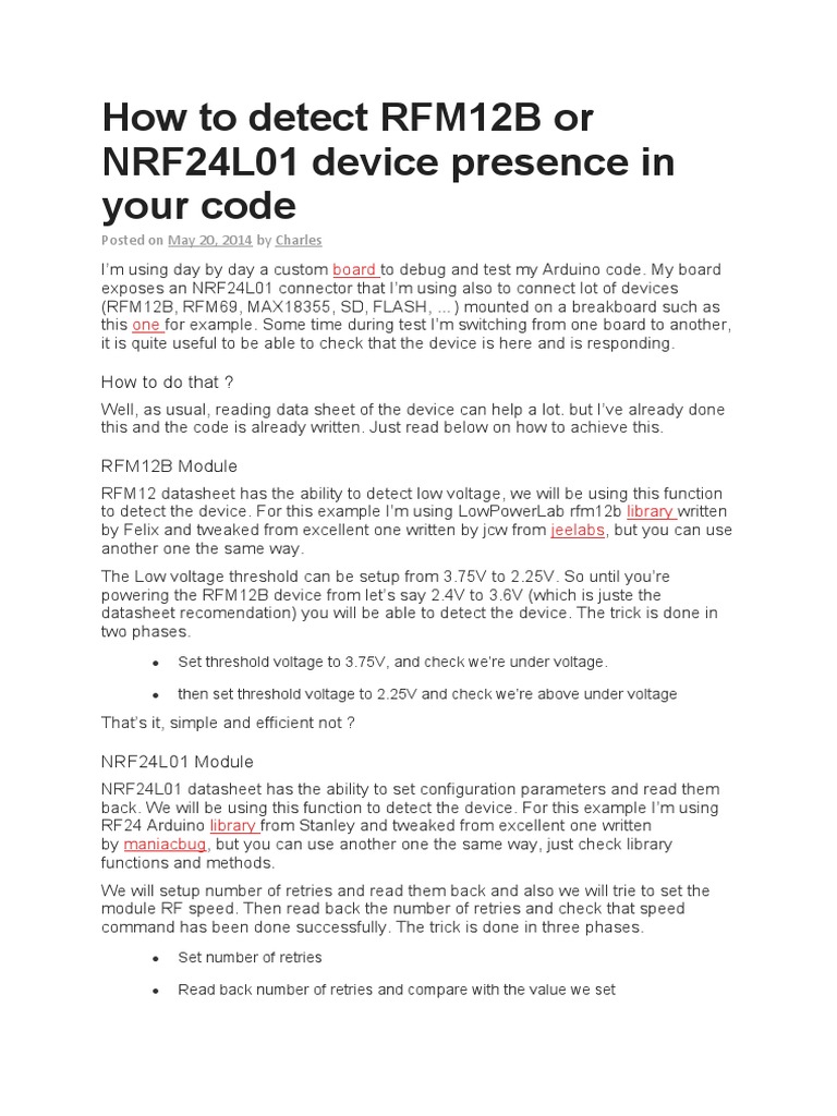 Detecting RFM12B and NRF24L01 Modules | PDF | Information And ...