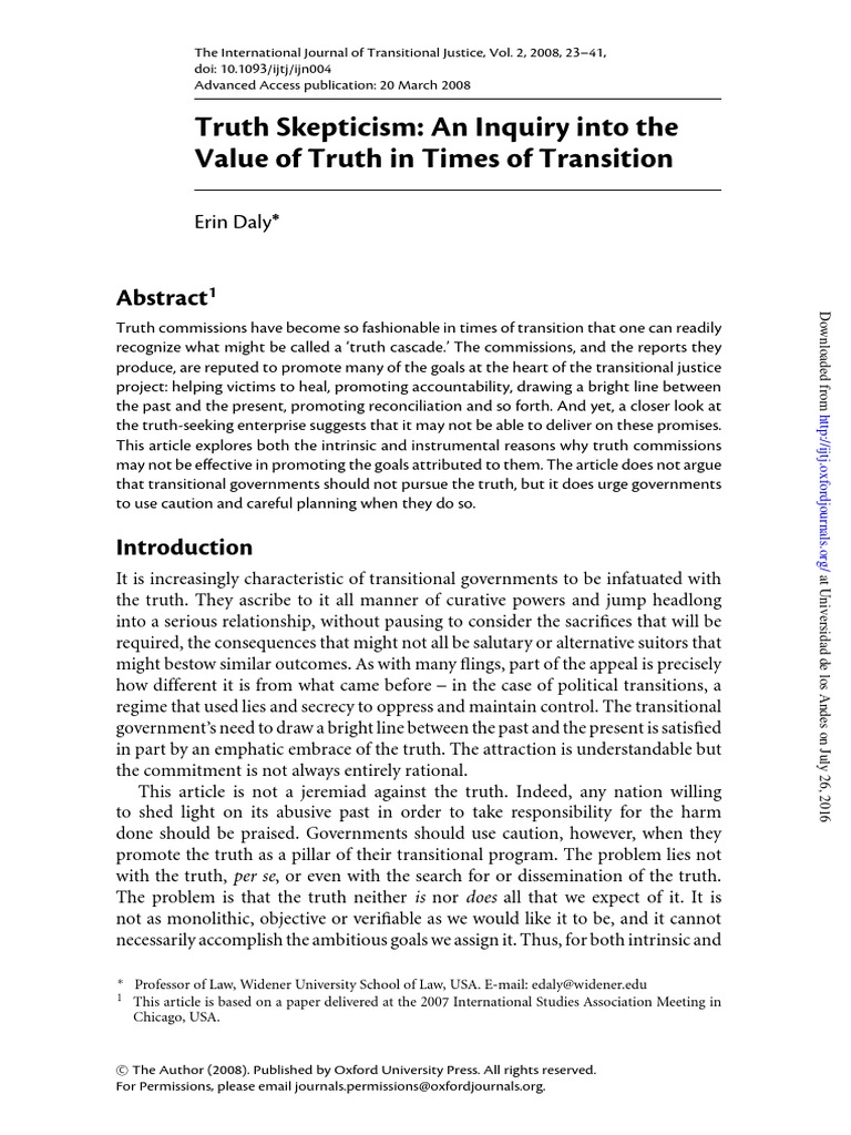 Truth Skepticism: An Inquiry Into The Value of Truth in Times of ...