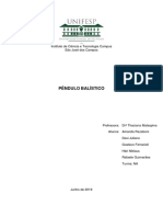 Pêndulo balístico: determinação da velocidade inicial de um projétil