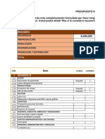 Presupuesto modelo para producción audiovisual