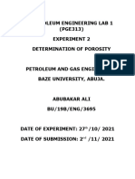 Petroleum Engineering Lab 1 (PGE313) Experiment 2 Determination of Porosity